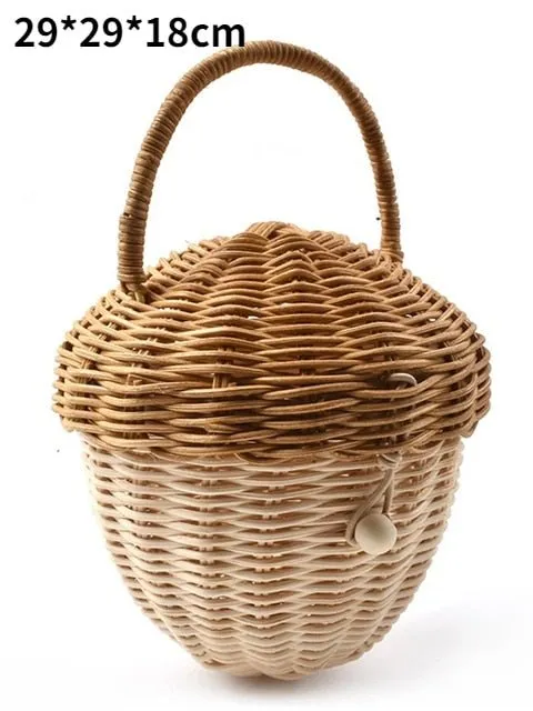 Mushroom Wicker Woven Picnic Basket