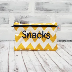 Mustard Yellow Chevron Personalized Reusable Food Bag