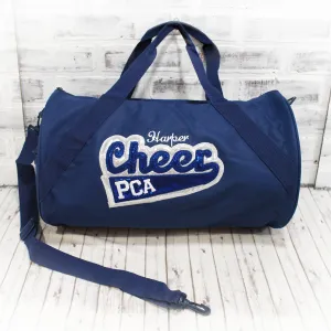 Navy Silver Cheer Personalized Tote or Duffle Bag