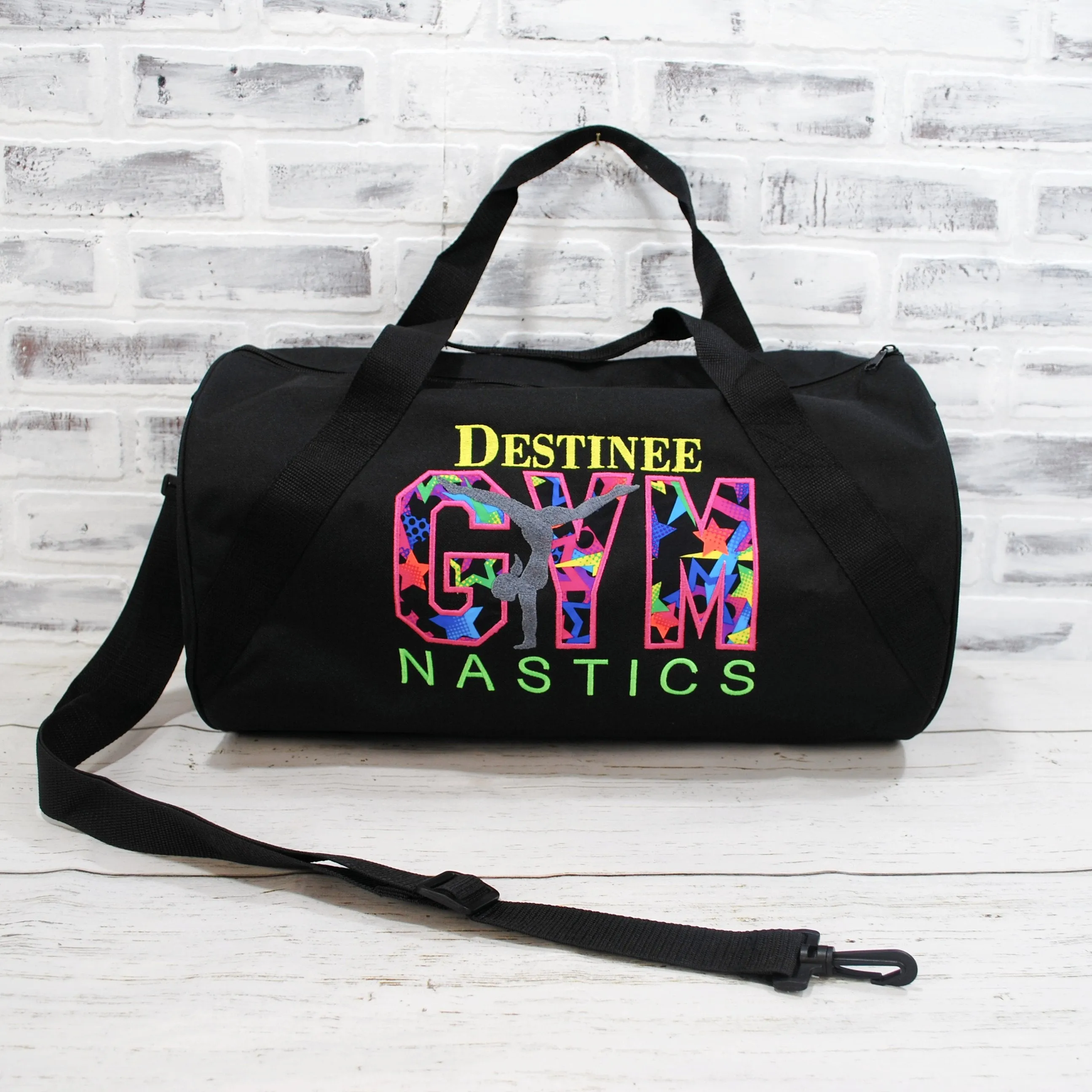 Neon Stars Personalized Gymnastics Duffle or Tote Bag