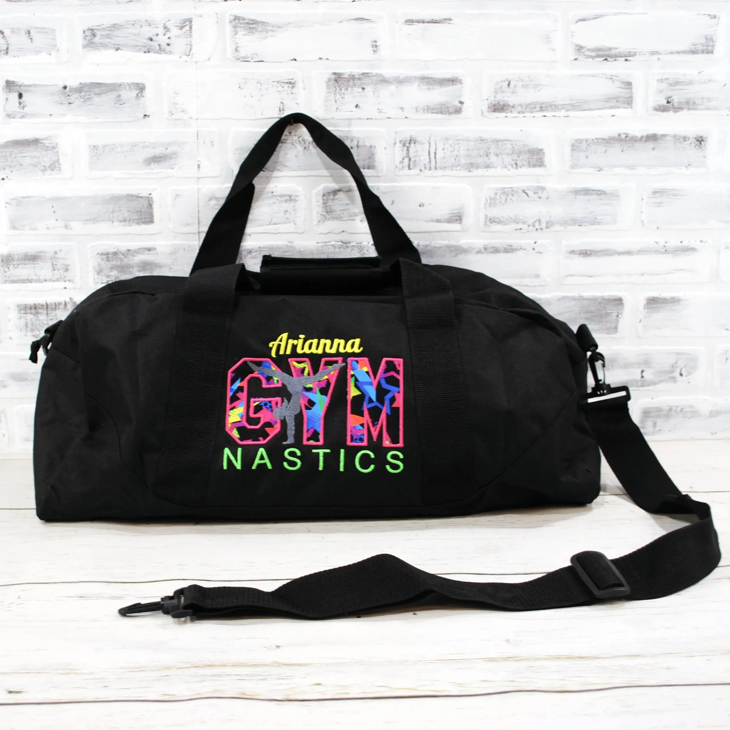 Neon Stars Personalized Gymnastics Duffle or Tote Bag