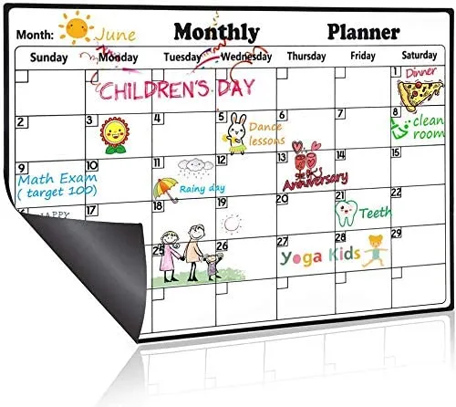 New Dry Erase Magnetic Calendar Board Monthly Whiteboard for Fridge! 16.9 X 11.8 inches