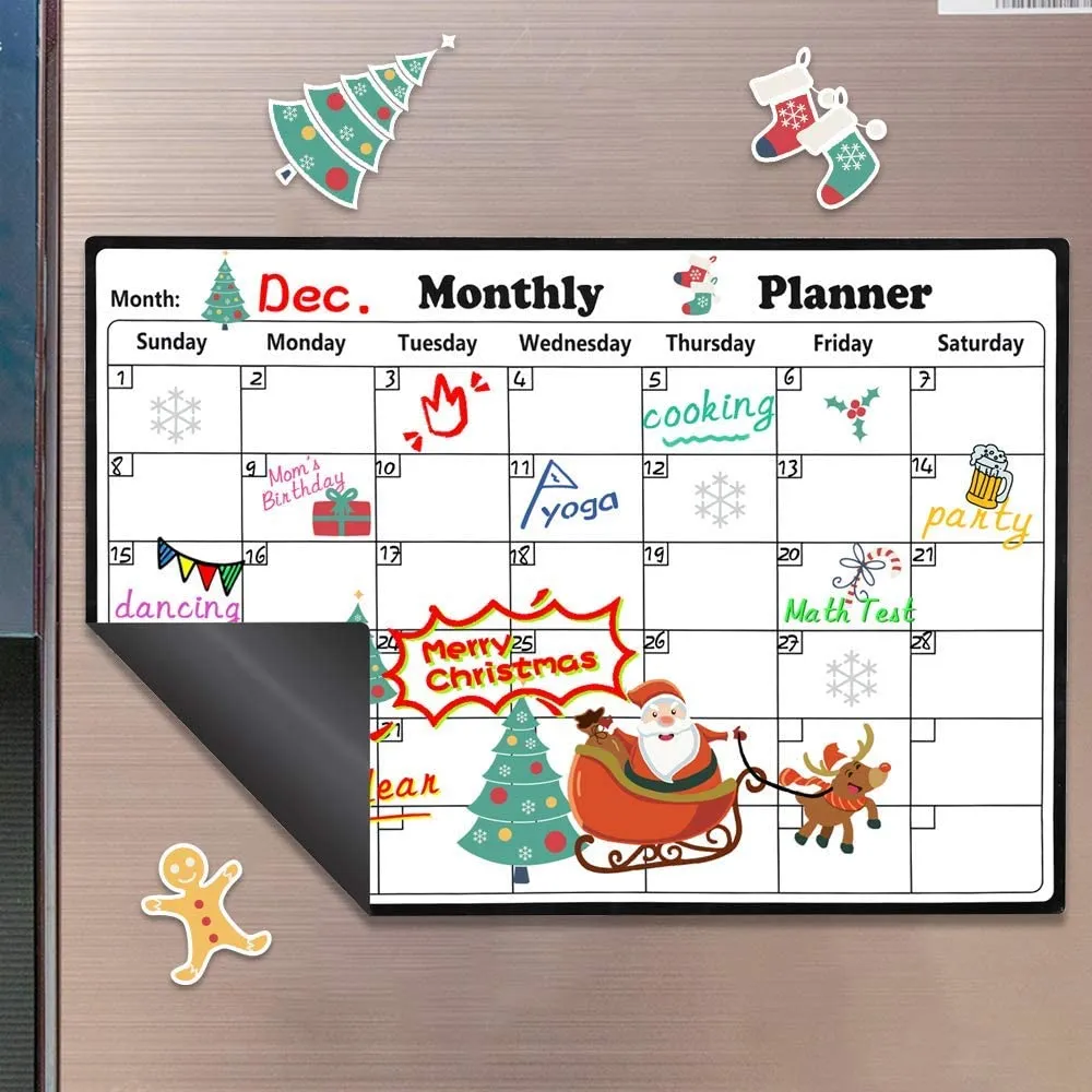 New Dry Erase Magnetic Calendar Board Monthly Whiteboard for Fridge! 16.9 X 11.8 inches