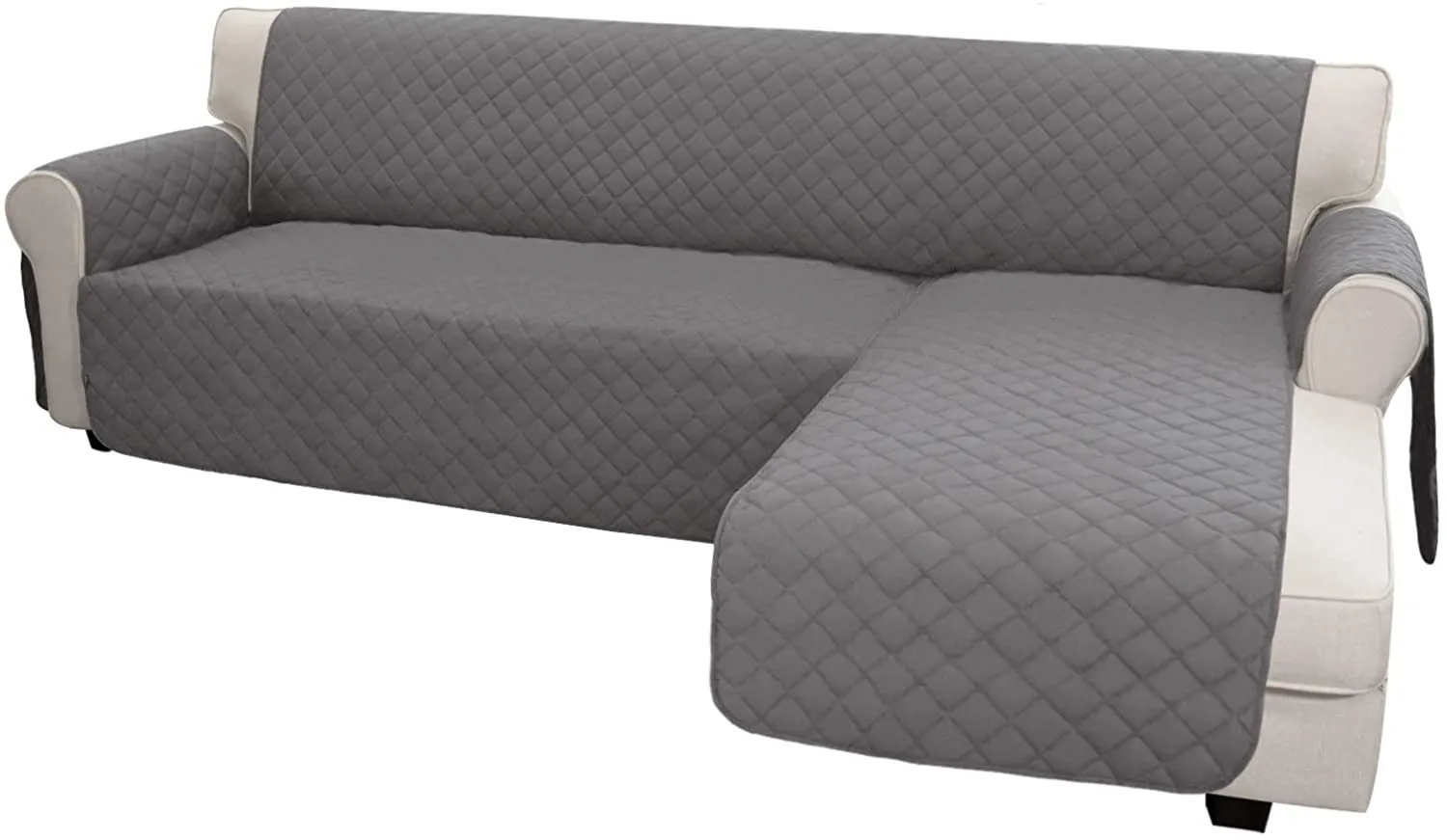 New in package! Reversible L Shaped sectional chaise sofa cover protector, Grey/Grey! Retails $80 