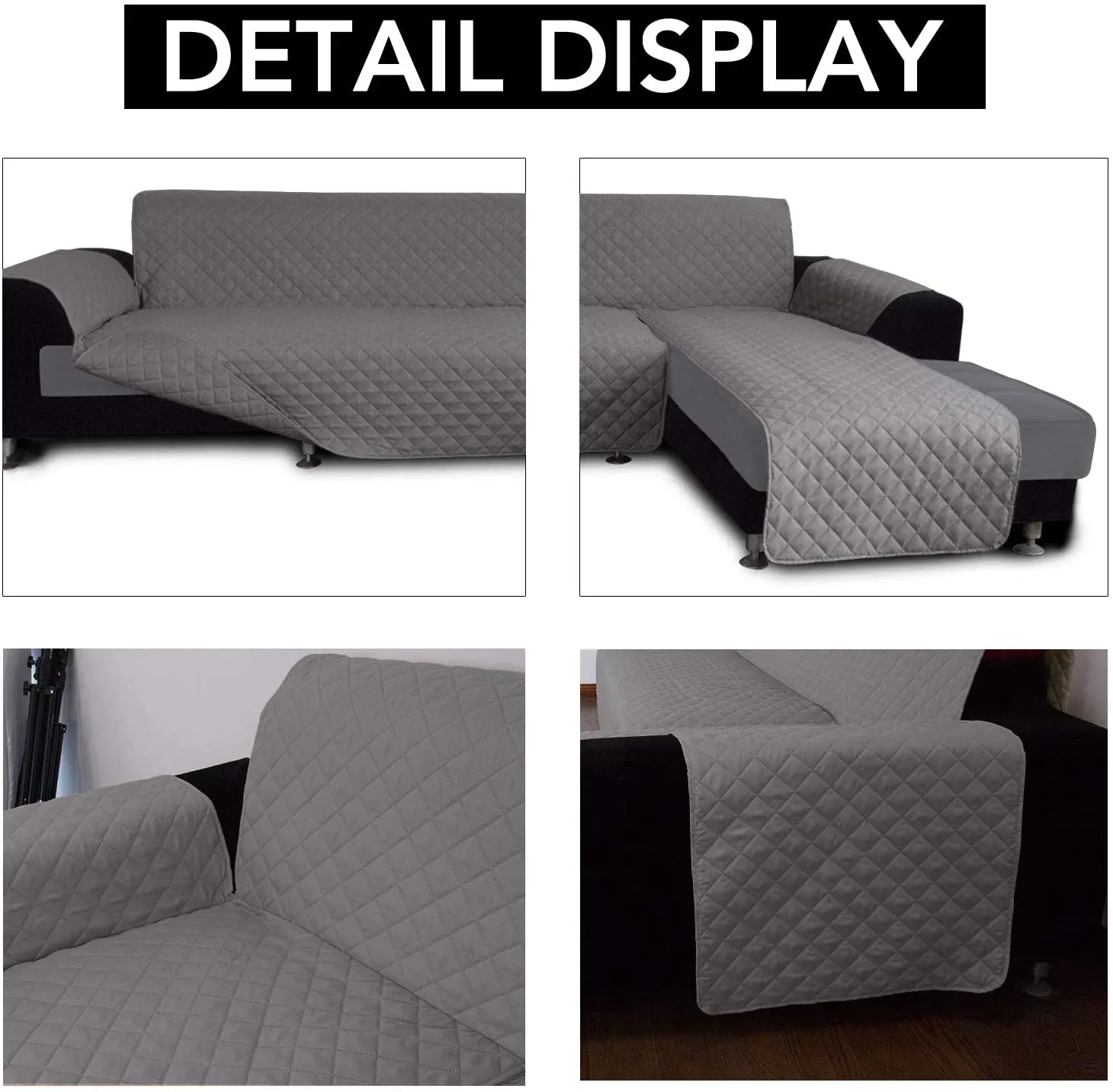 New in package! Reversible L Shaped sectional chaise sofa cover protector, Grey/Grey! Retails $80 