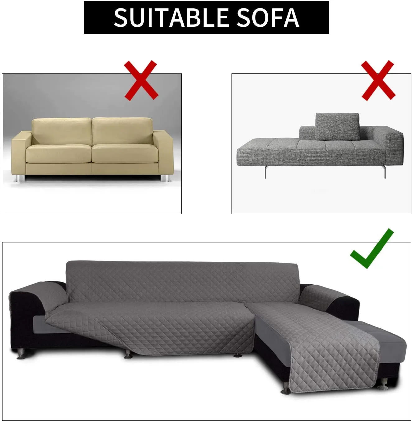 New in package! Reversible L Shaped sectional chaise sofa cover protector, Grey/Grey! Retails $80 