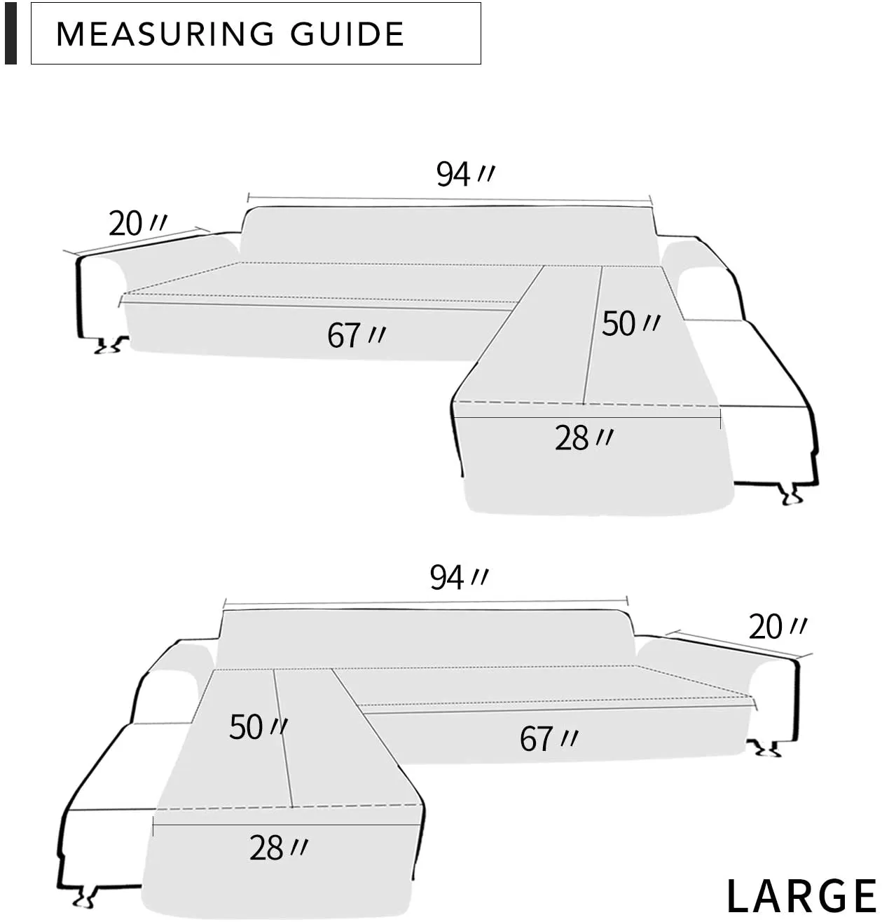 New in package! Reversible L Shaped sectional chaise sofa cover protector, Grey/Grey! Retails $80 