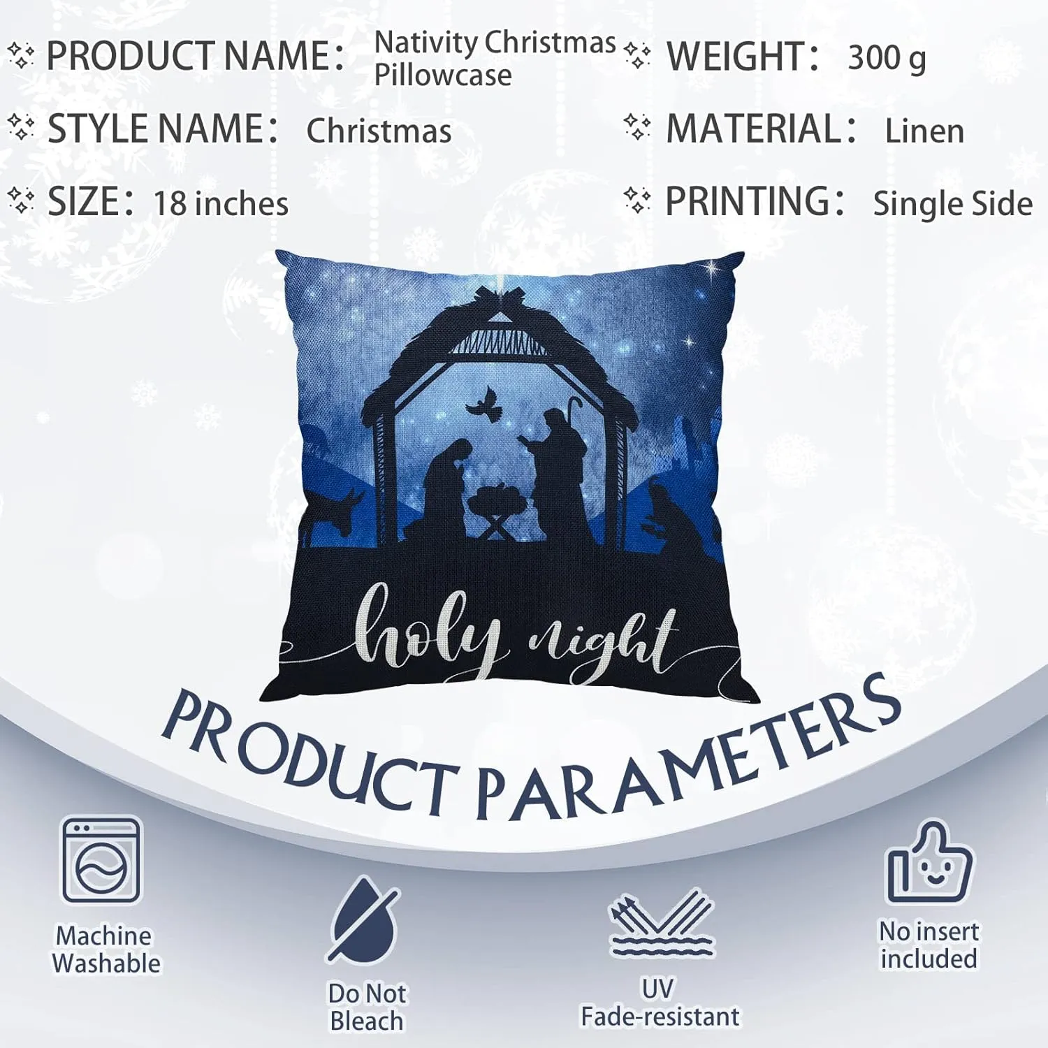 NEW Lounsweer 4 Pieces Christmas Pillow Covers 18 x 18 Nativity Scene Pillow Cover Holy Night Jesus Nativity Throw Pillow Case for Sofa Couch Winter Living Room Farmhouse Decorations Holiday