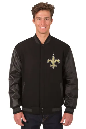New Orleans Saints Reversible Wool and Leather Jacket