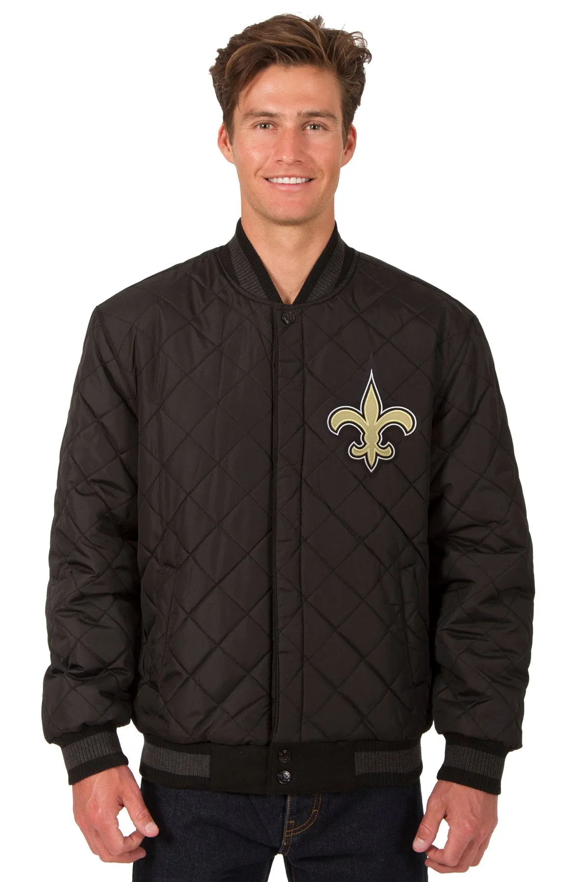 New Orleans Saints Reversible Wool and Leather Jacket