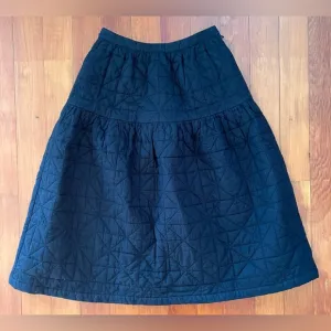 NWOT Madewell Quilted Crinkle Cotton Midi Skirt - Black - Size 0
