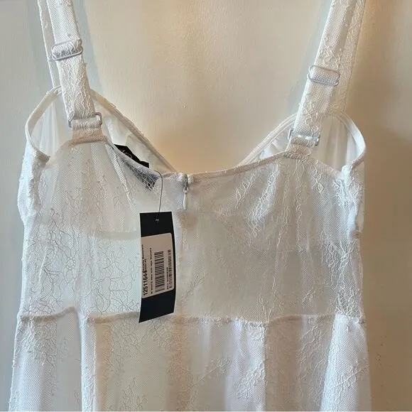 NWT WeWoreWhat Danielle Bernstein Lace Sheet Midi Dress in White L
