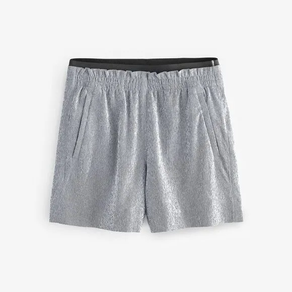NWT New ATHLETA Echo Shorts Black Silver Athletic 8