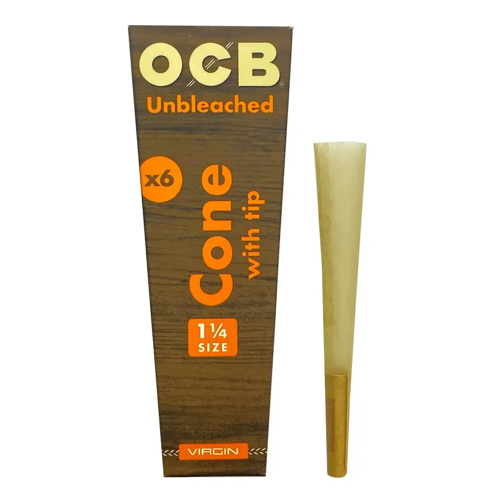 OCB - Virgin Unbleached Pre Rolled Cones with Tips - 1 1/4