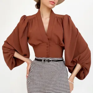 OL Commuting Woven Shirt with Macaron Stitching