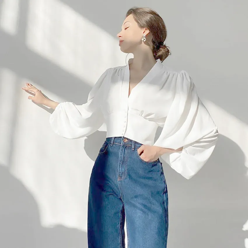 OL Commuting Woven Shirt with Macaron Stitching