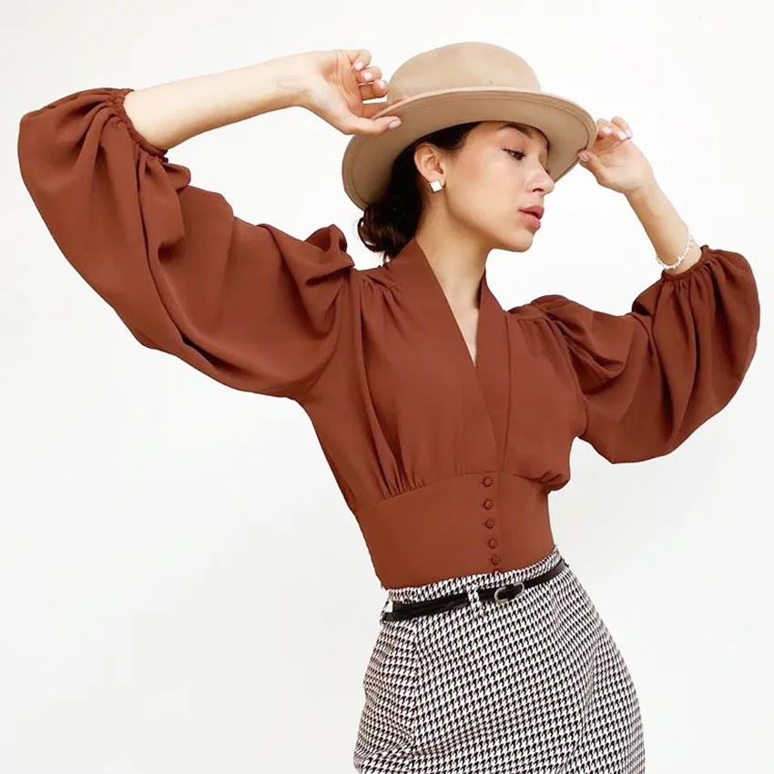 OL Commuting Woven Shirt with Macaron Stitching
