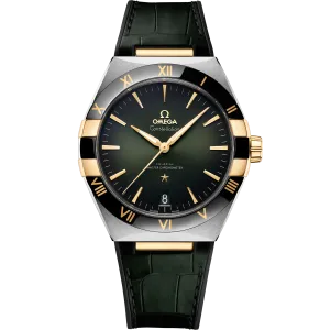 Omega Constellation 41mm steel - yellow gold on leather strap