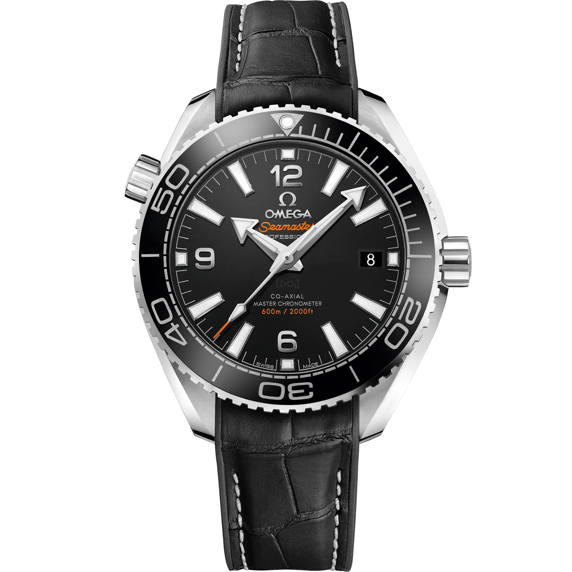 Omega Seamaster Planet Ocean 600M 39.5mm steel on leather strap with rubber lining
