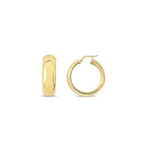 One Inch Polished Wide 14k Yellow Gold Hoops