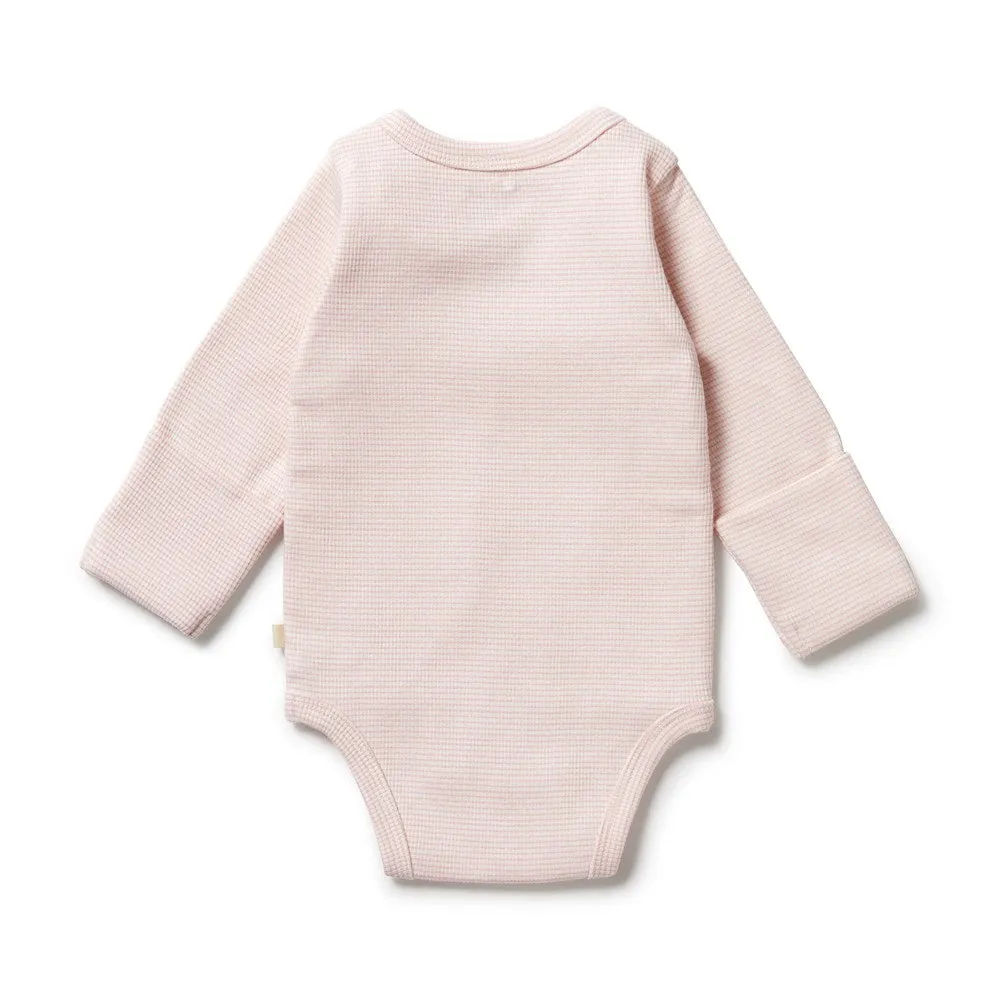 Organic Stripe Rib Kimono Bodysuit - Cantaloupe