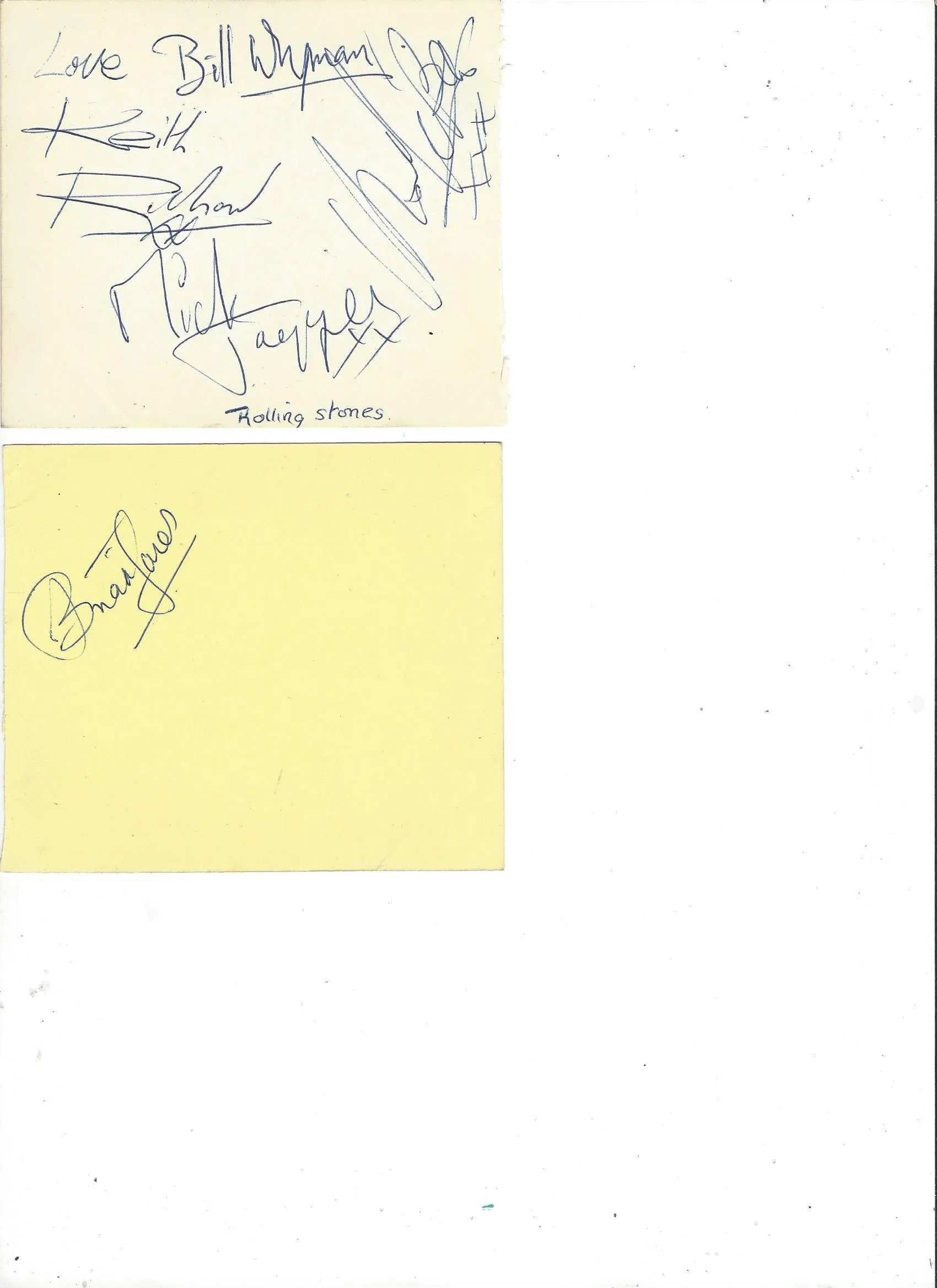 ORIGINAL ROLLING STONES AUTOGRAPHS WITH HISTORIC FINE ART PHOTOGRAPH
