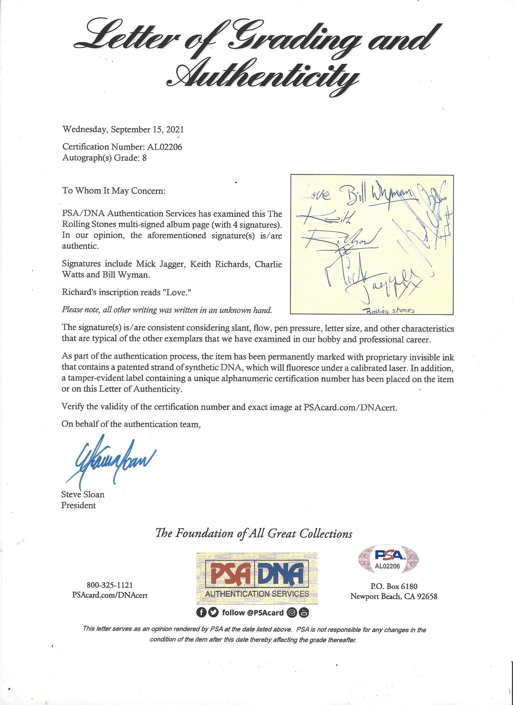 ORIGINAL ROLLING STONES AUTOGRAPHS WITH HISTORIC FINE ART PHOTOGRAPH