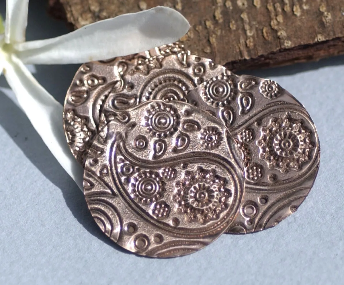 Paisley Copper Disc 25mm 26G Enameling Soldering Stamping Metalworking Blanks - 4 Pieces