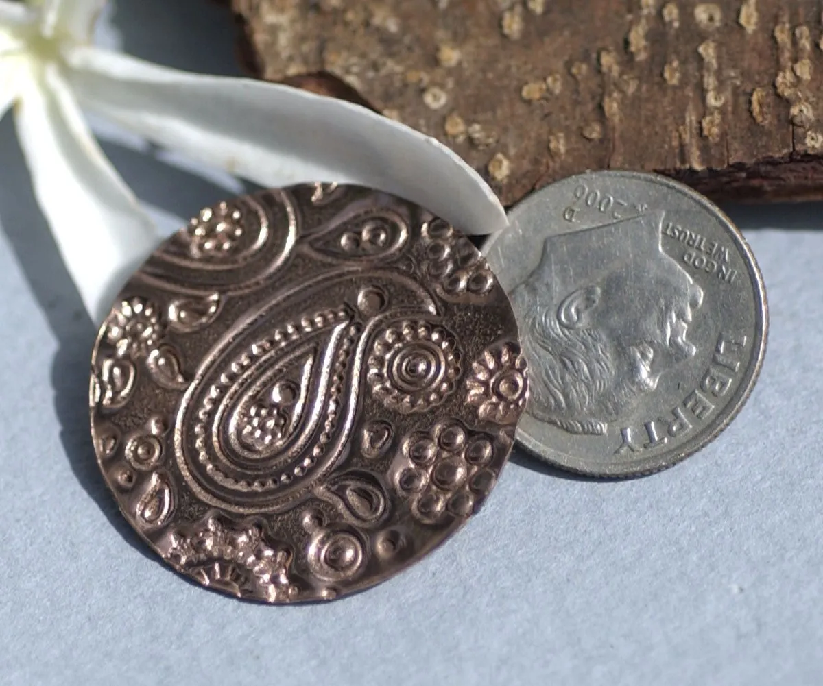 Paisley Copper Disc 25mm 26G Enameling Soldering Stamping Metalworking Blanks - 4 Pieces