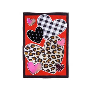 Patterned Hearts House Burlap Flag,13b10121
