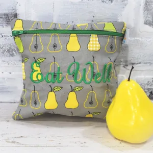 Pears on Gray Personalized Reusable Food Bag