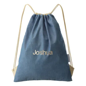 Personalised Chambray Drawstring Bag