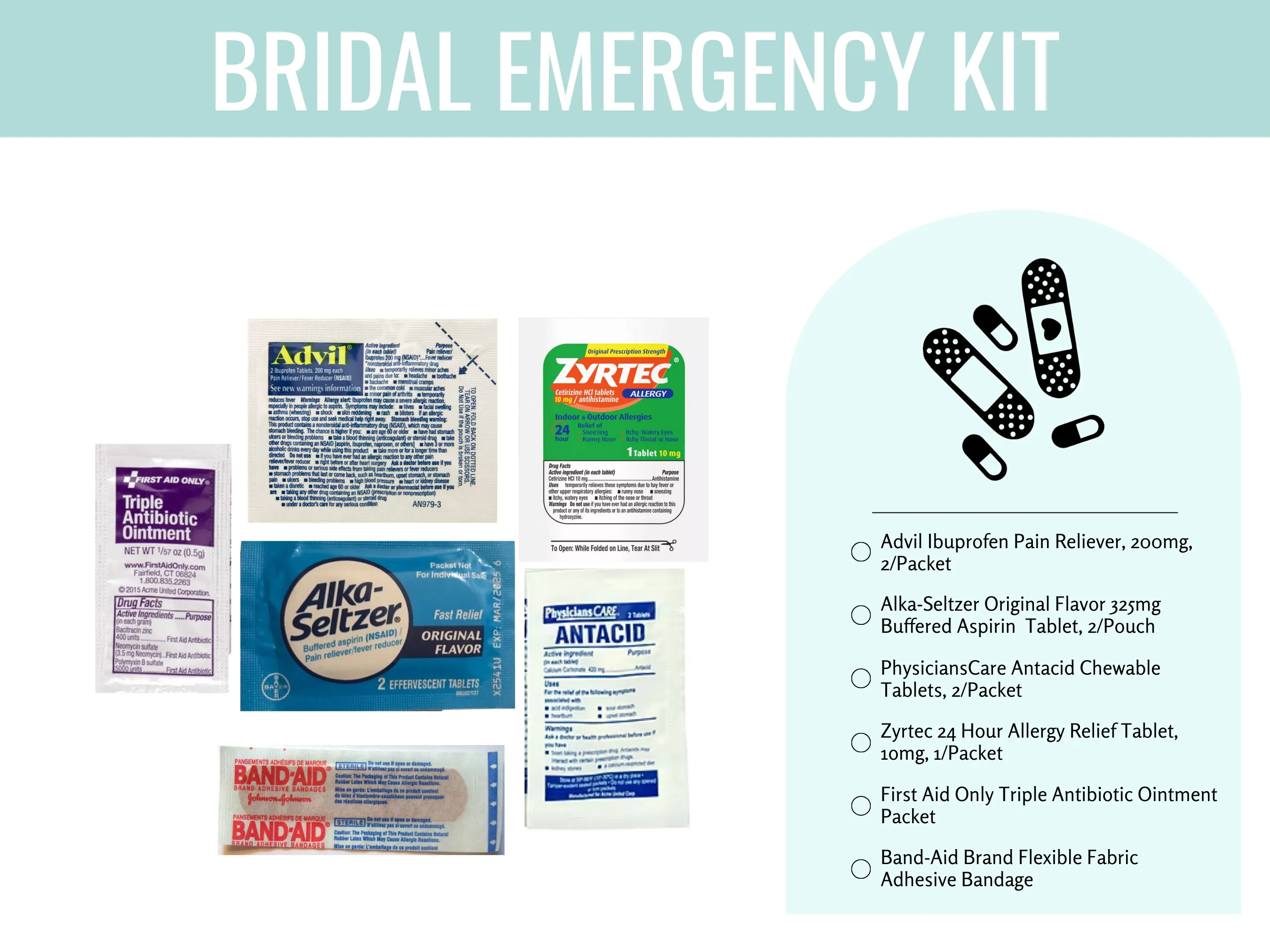 Personalized Bridal Emergency Kit, Wedding Day Emergency Kit, , Bridesmaid Emergency Kit, Bride Survival Kit, Gift from Bride