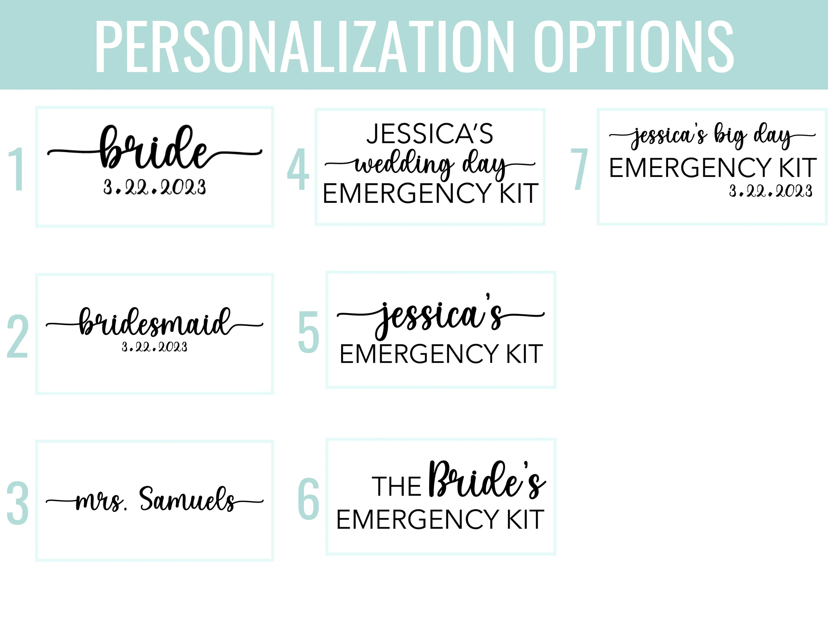 Personalized Bridal Emergency Kit, Wedding Day Emergency Kit, , Bridesmaid Emergency Kit, Bride Survival Kit, Gift from Bride