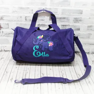 Personalized Floral Elephant Duffle or Tote Bag