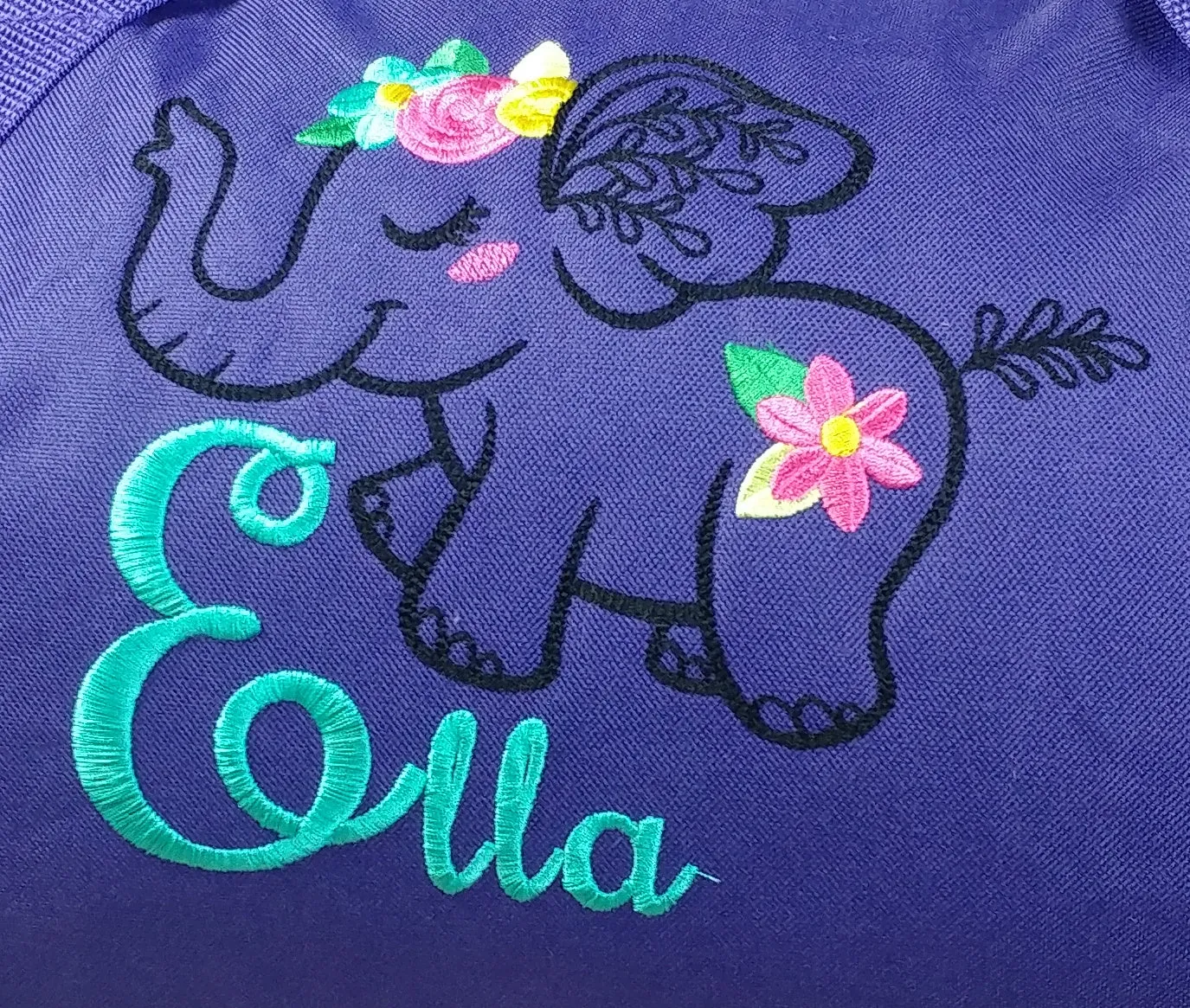 Personalized Floral Elephant Duffle or Tote Bag