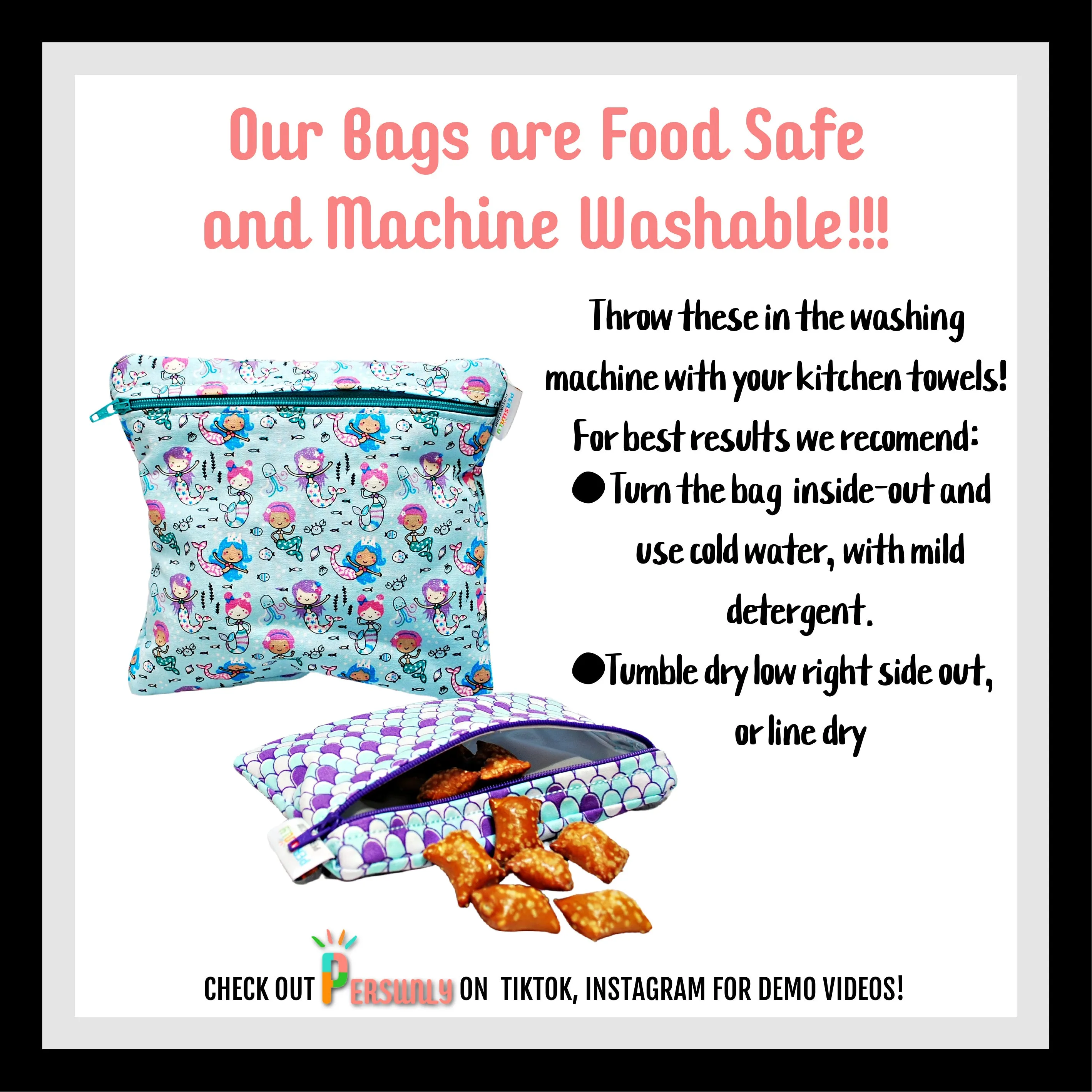 Personalized Pumpkin Doodles Reusable Food Bag