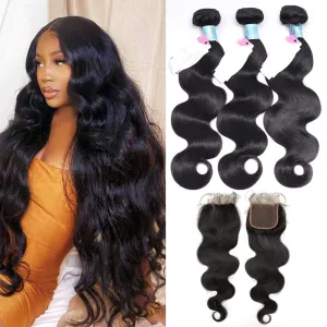 Peruvian Body Wave Bundles With 4×4 Closure 10A Grade 100% Human Remy Hair MYLOCKME