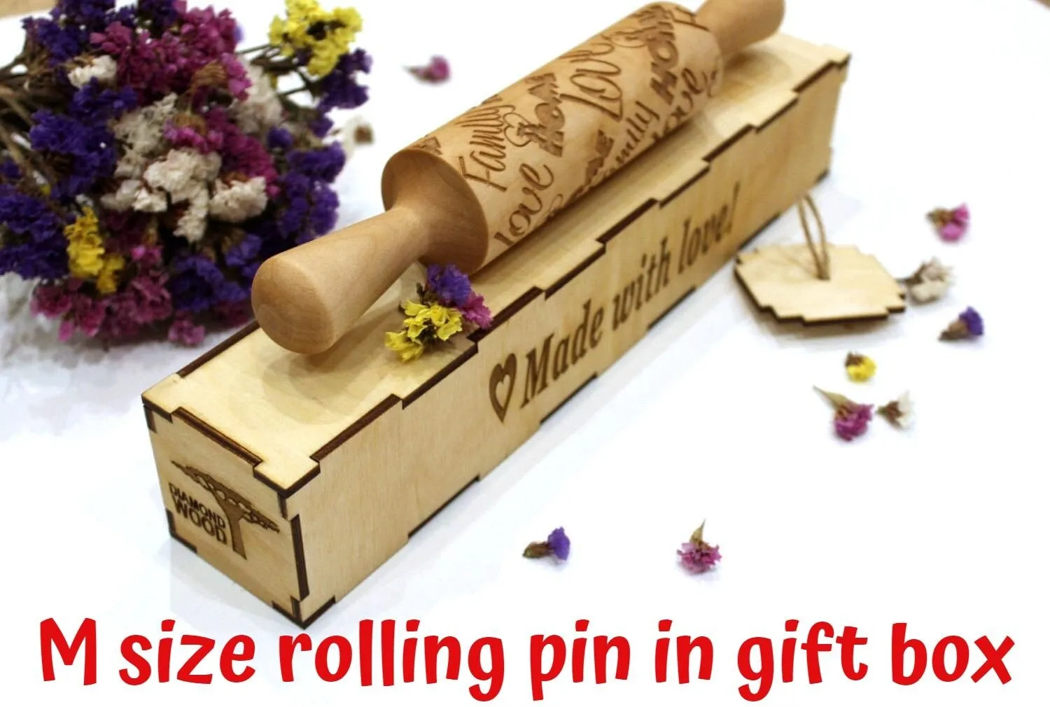 Pine Forest Wood Rolling Pin, Cedars, Mountains, Embossed Cookies