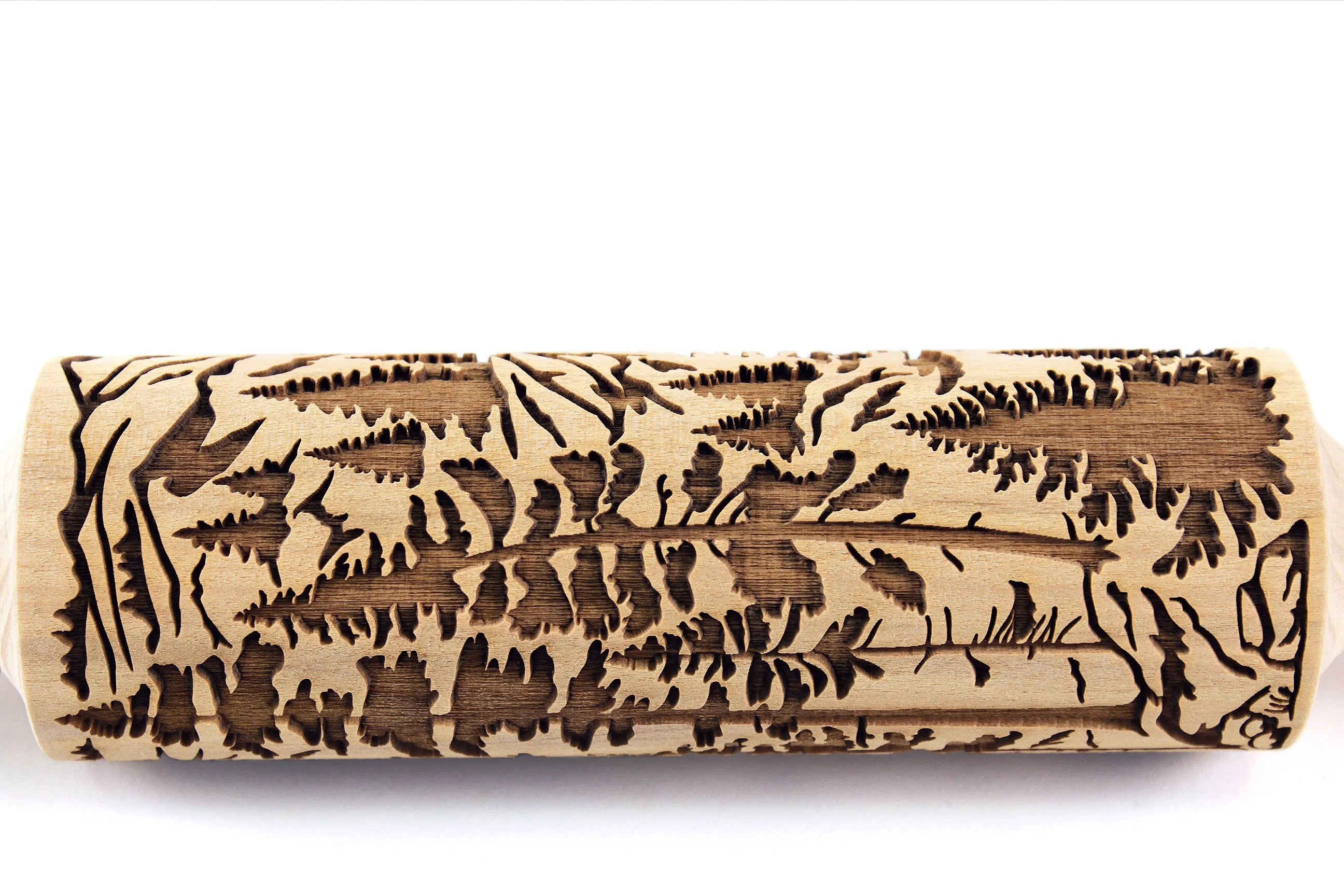 Pine Forest Wood Rolling Pin, Cedars, Mountains, Embossed Cookies
