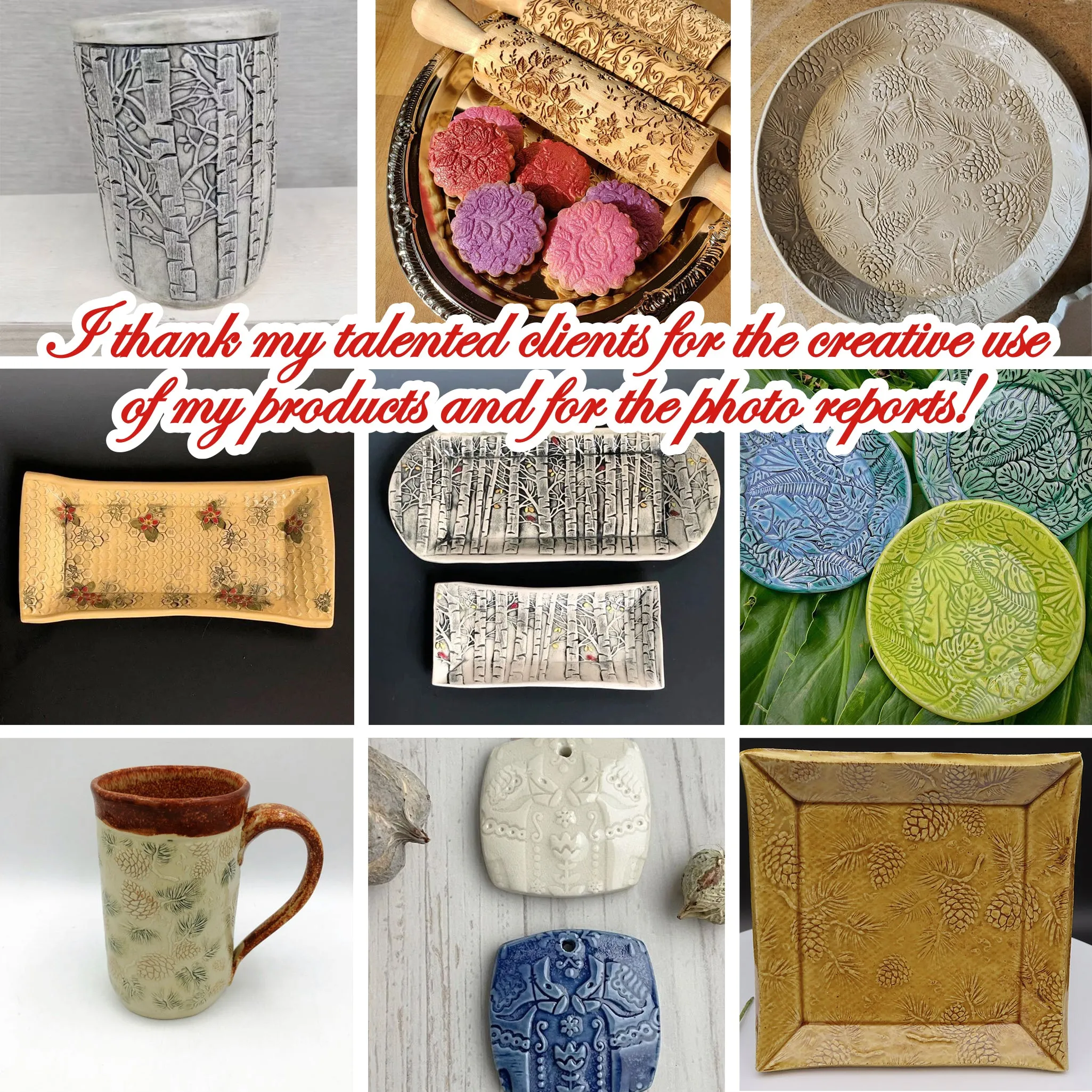 Pine Forest Wood Rolling Pin, Cedars, Mountains, Embossed Cookies