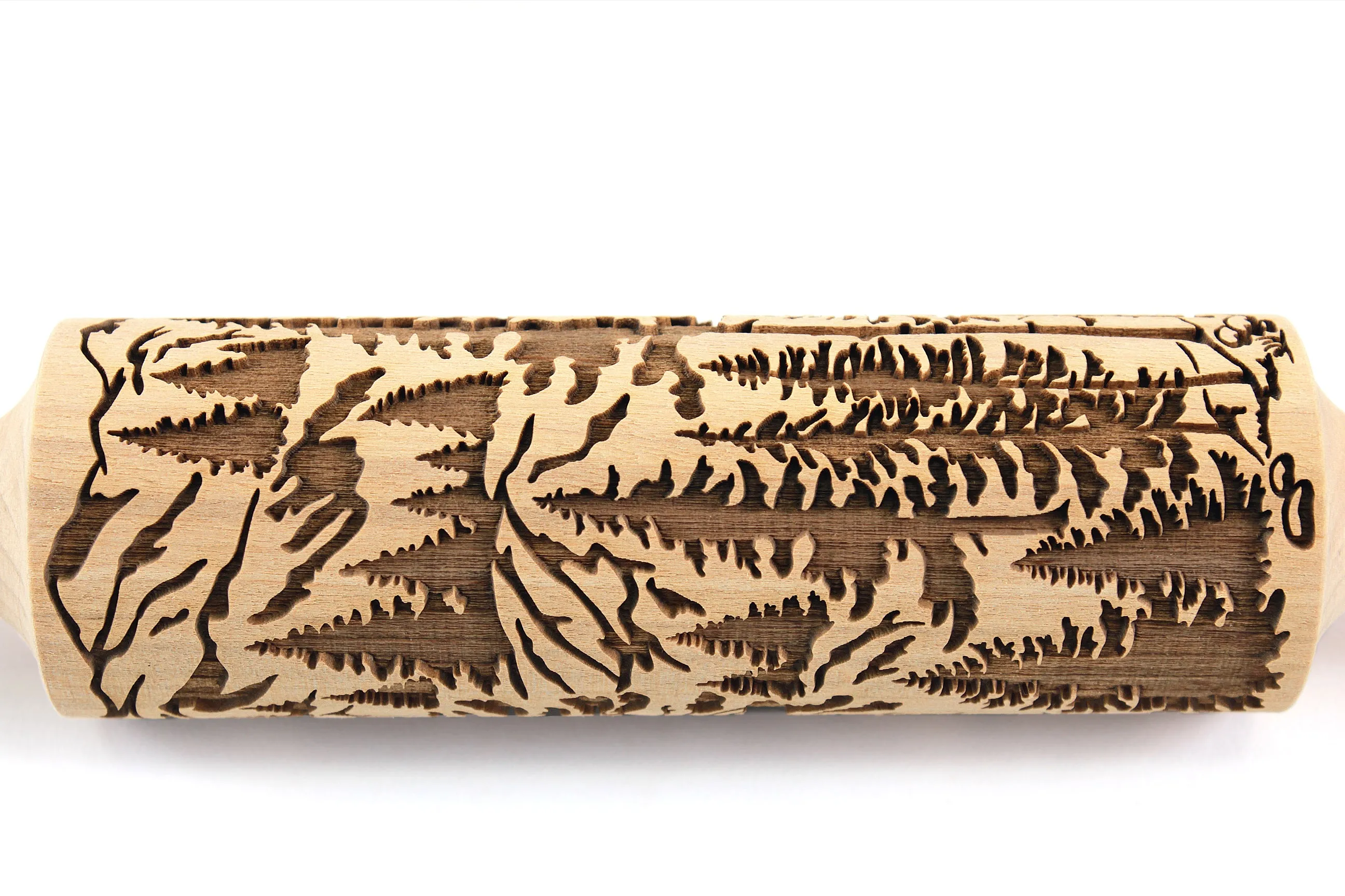 Pine Forest Wood Rolling Pin, Cedars, Mountains, Embossed Cookies