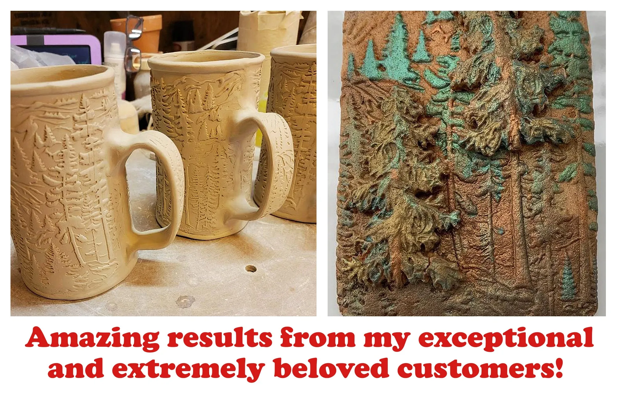Pine Forest Wood Rolling Pin, Cedars, Mountains, Embossed Cookies