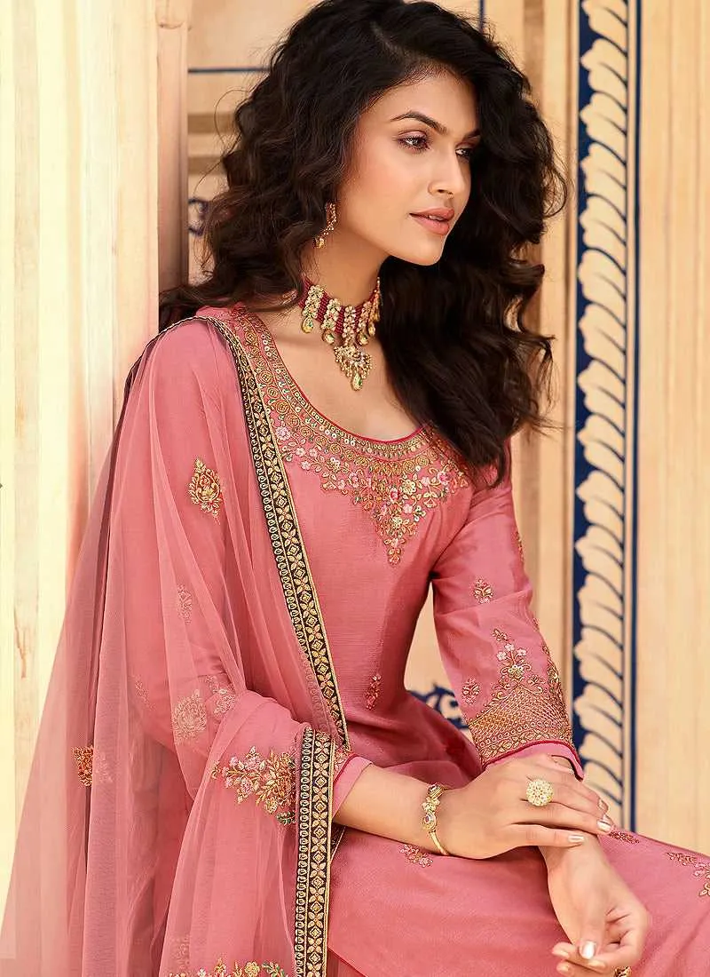Pink and Gold Designer Heavy Embroidered Lehenga