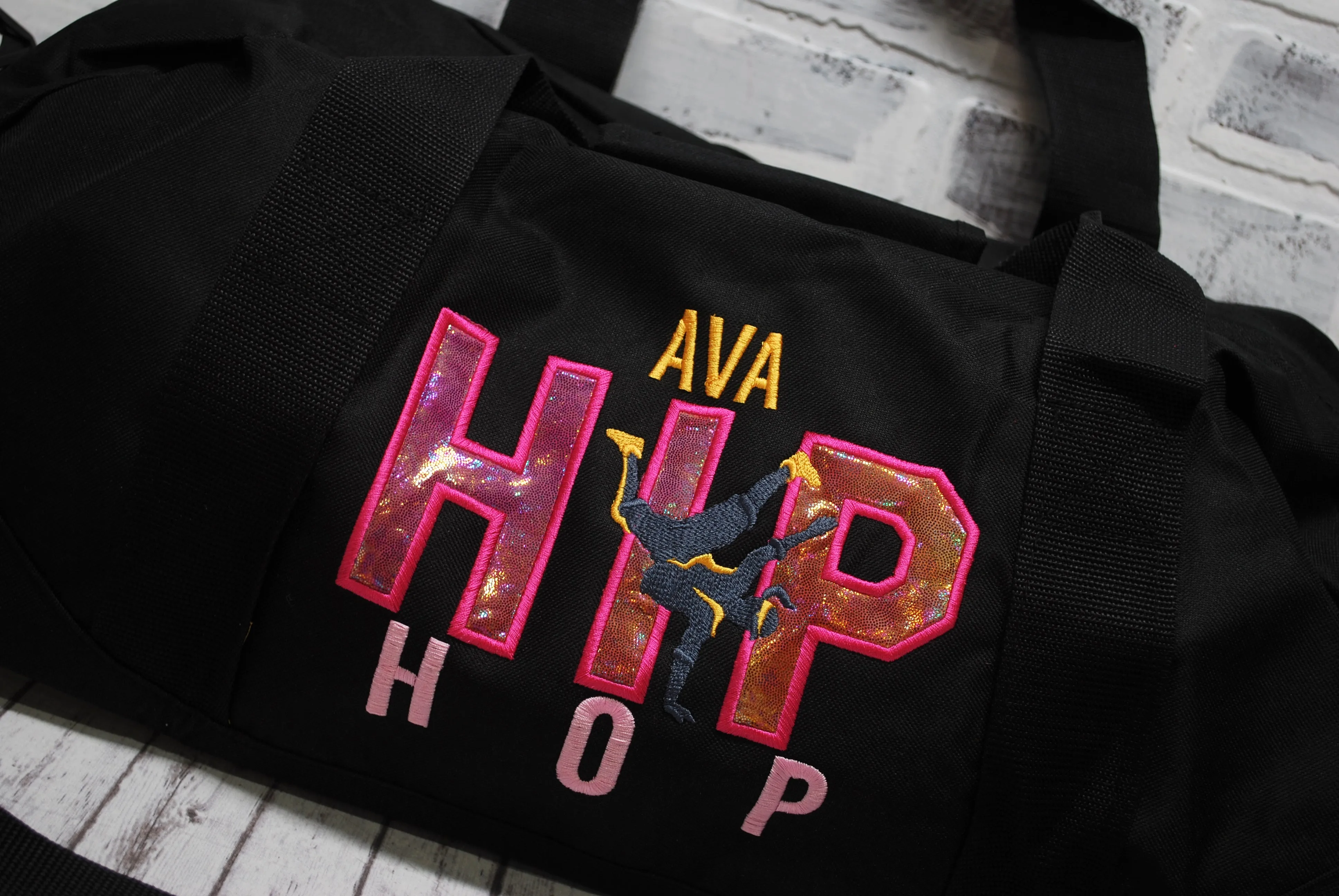 Pink Gold Personalized Hip Hip Tote or Duffle Bag