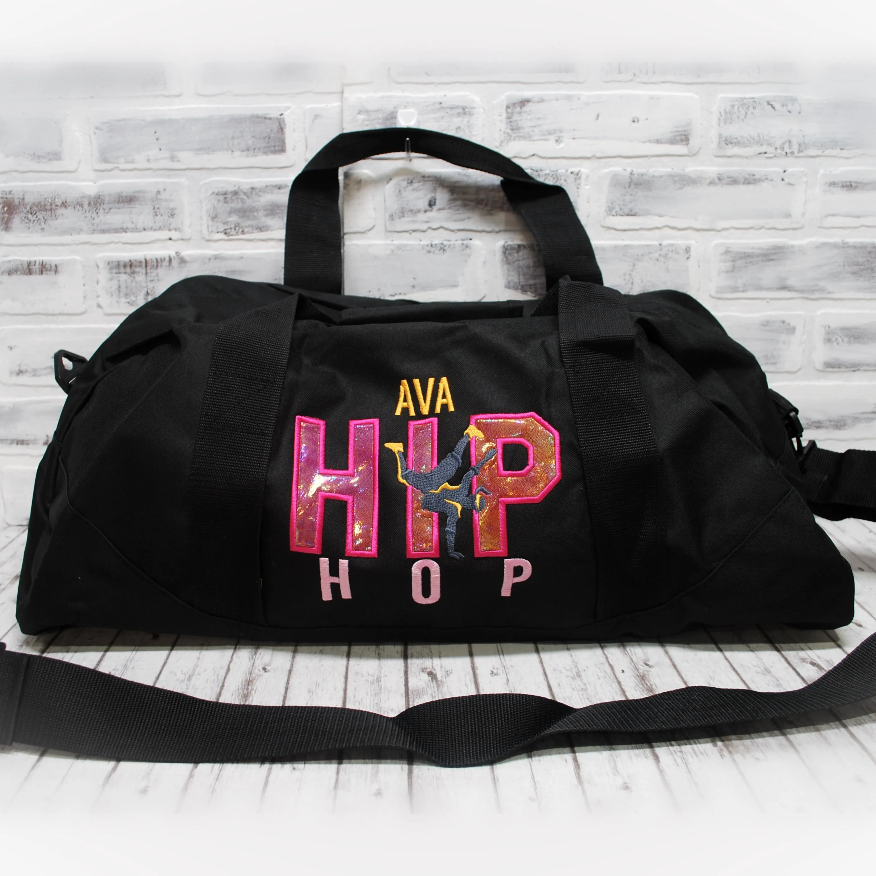 Pink Gold Personalized Hip Hip Tote or Duffle Bag