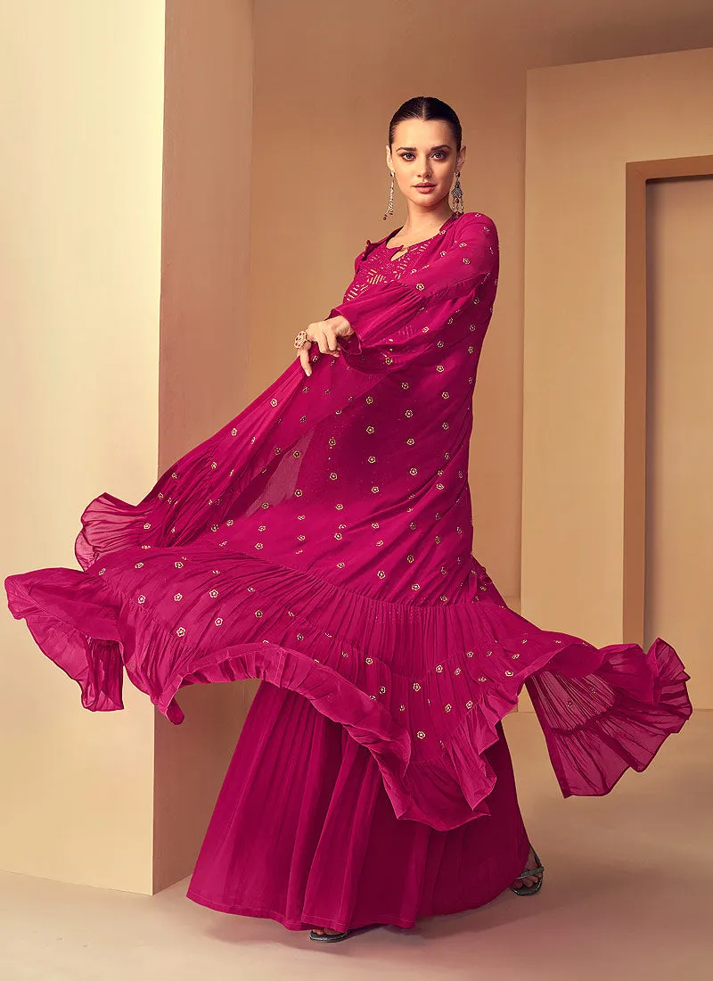 Pink Sequins Embroidered Jacket Style Designer Suit