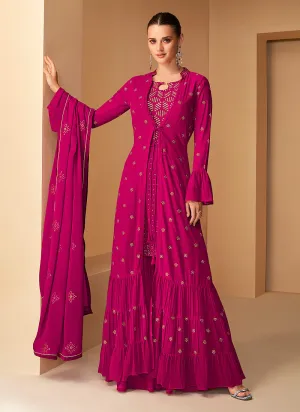 Pink Sequins Embroidered Jacket Style Designer Suit