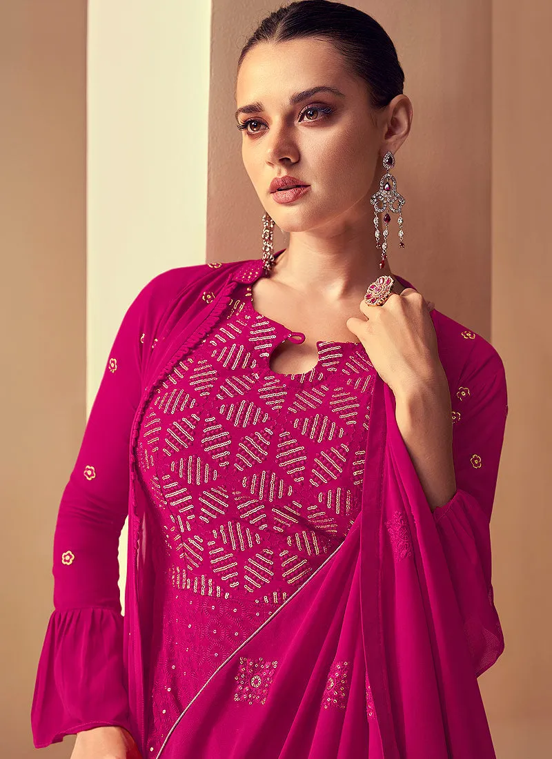 Pink Sequins Embroidered Jacket Style Designer Suit
