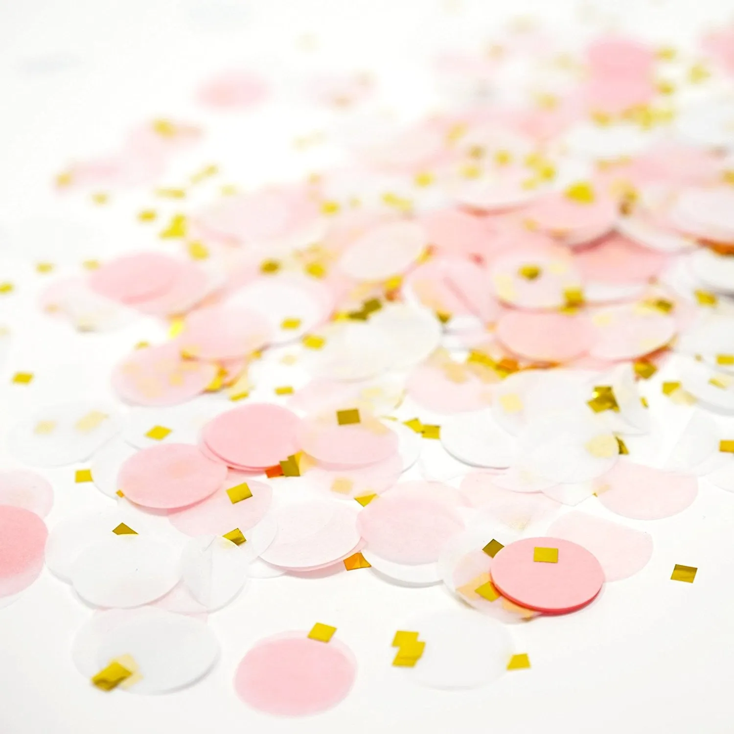 Pink White Gold Metallic Tissue Paper Shredded Circle Confetti Party Decoration